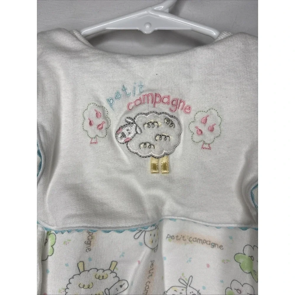 Vtg 90s Absorba 3M Petit Champagne Footless Baby Romper Pastel Sheep Cottagecore